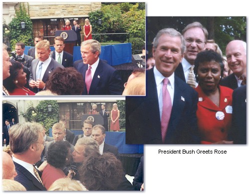 President Bush Greets Rose at His Bellevue Fundraiser